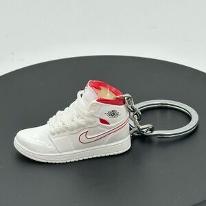 Miniature White and Red Sneaker Keychain